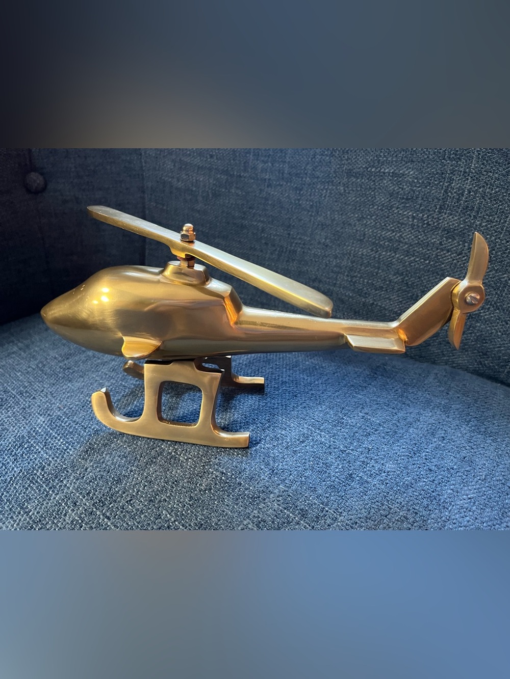 Gold Color Finish Helicopter Figurine - Decorative Home Accent